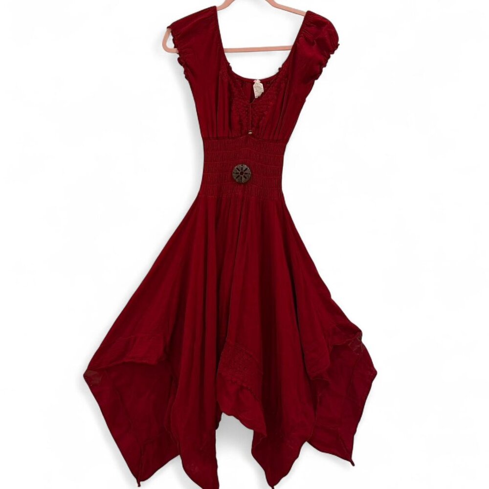 Red midi-maxi dress